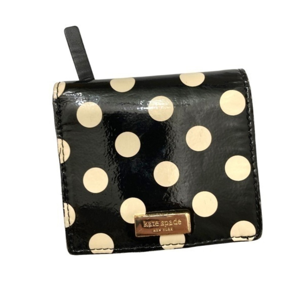 Kate spade black and white patent leather mini compact wallet